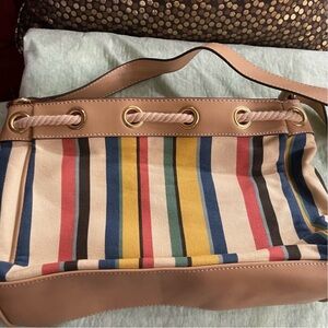 Liz & Co. Tan and Multicolor Striped Shoulder Bag